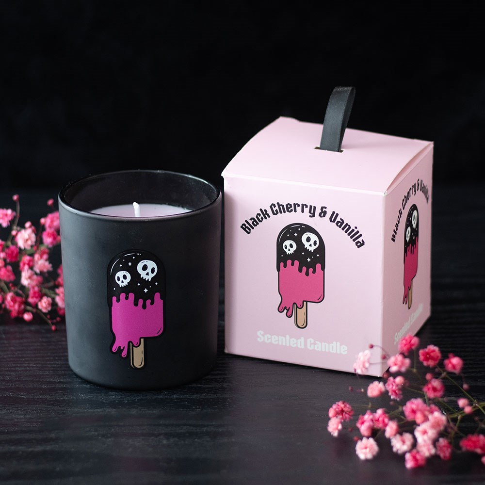 Gothic Skull Ice Lolly Black Cherry & Vanilla Scented Candle3