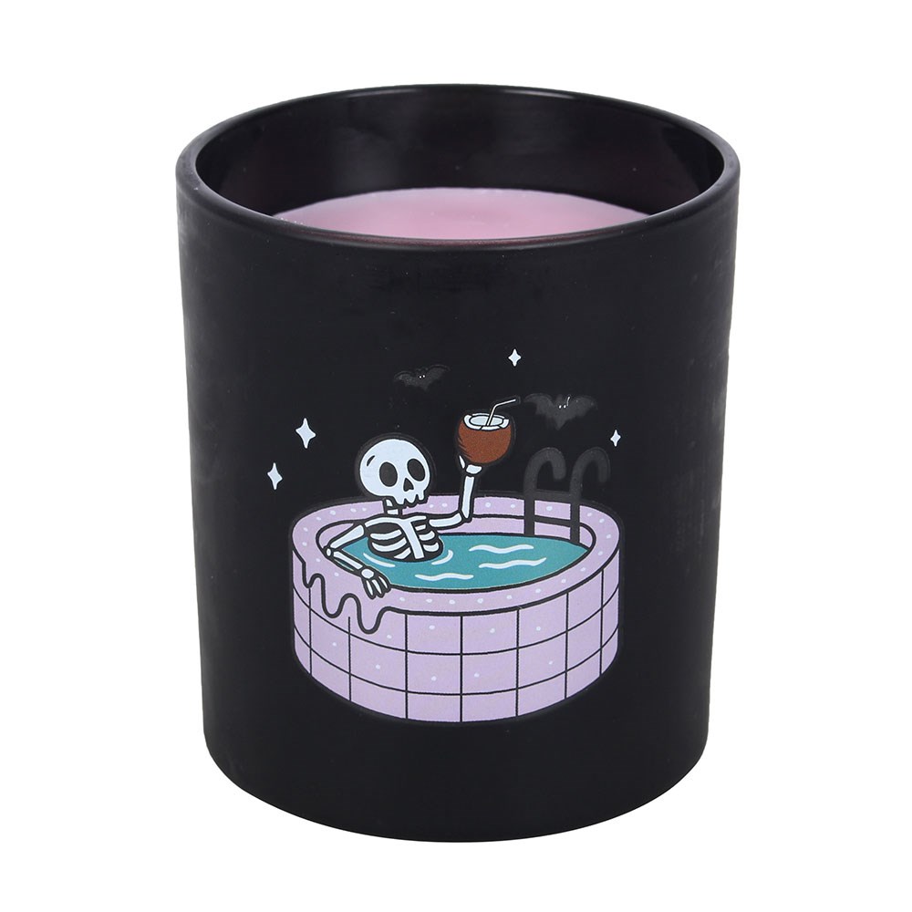 Coconut & Coffins Scented Glass Candle with Skeleton Design1