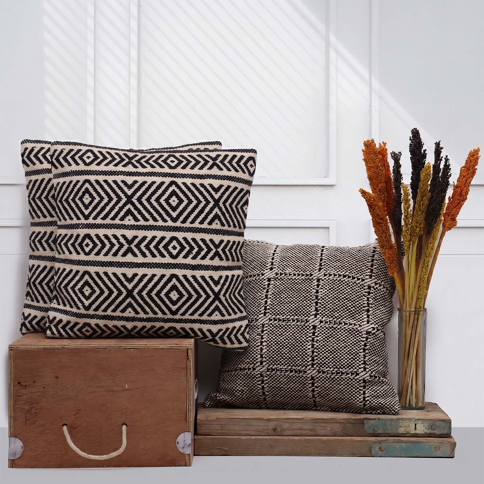 Woven Cotton Tribal Geometric Cushion Cover - 45x45cm1