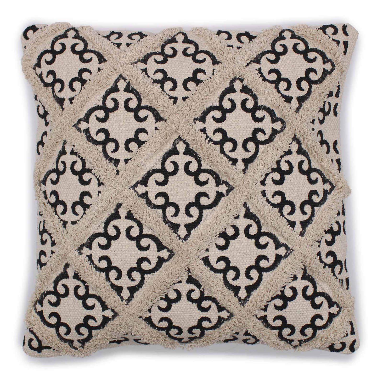 Lux Criss-Cross & Print Tufted Cushion Cover - 45x45cm