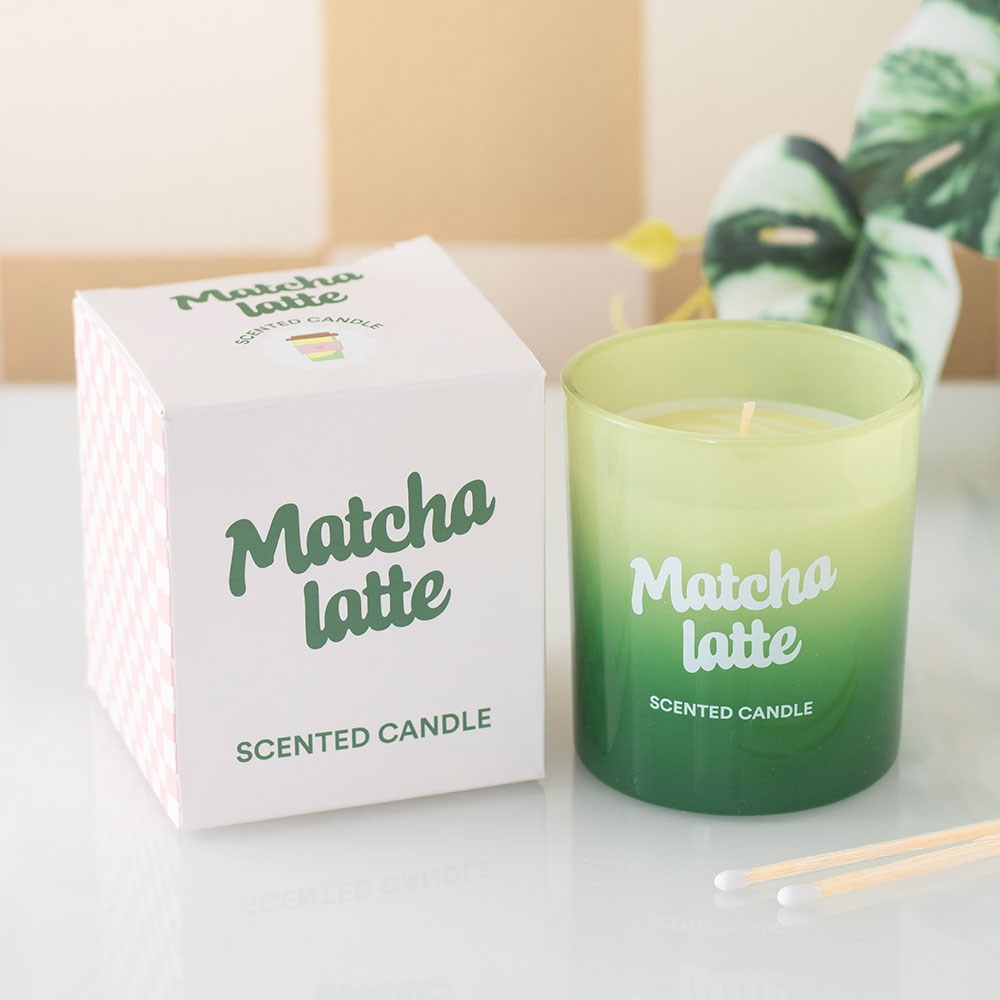 Matcha Latte Scented Glass Candle in Gift Box3