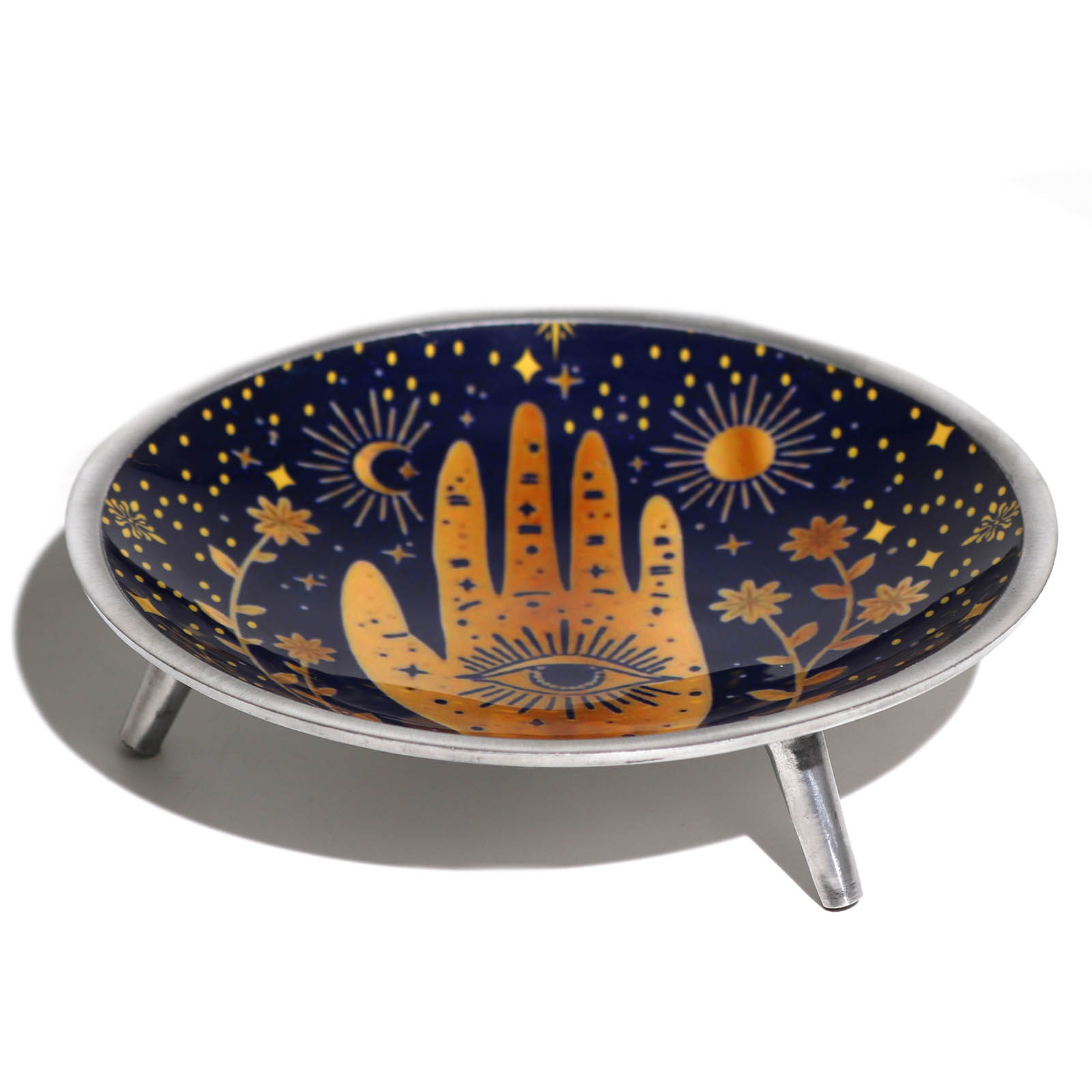 Midnight Blue Enamelled Hamsa Tri-Leg Offering Dish3