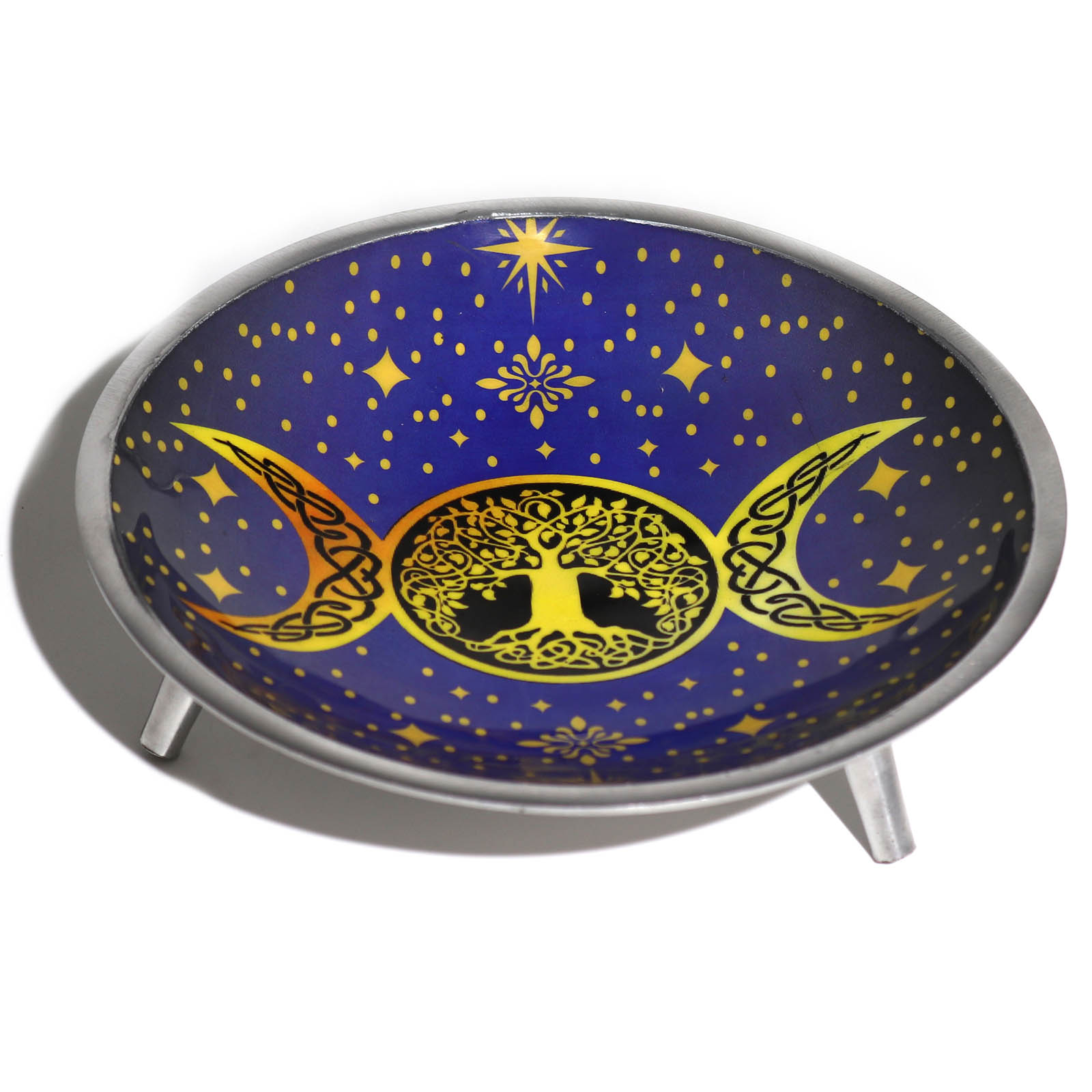 Purple Enamelled Triple Moon Tri-Leg Offering Dish2