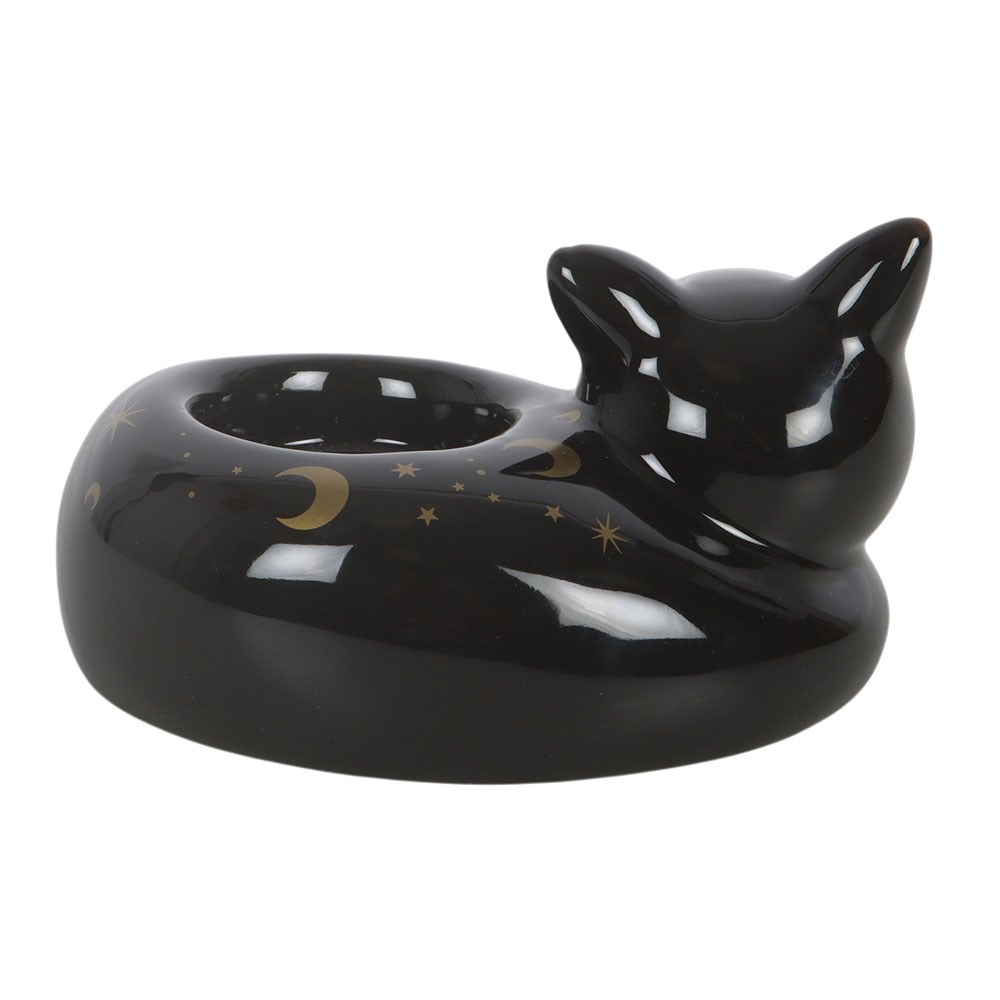 Black Cat Magick Curled Cat Tealight Holder3