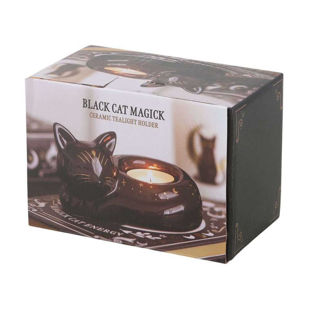 Black Cat Magick Curled Cat Tealight Holder4