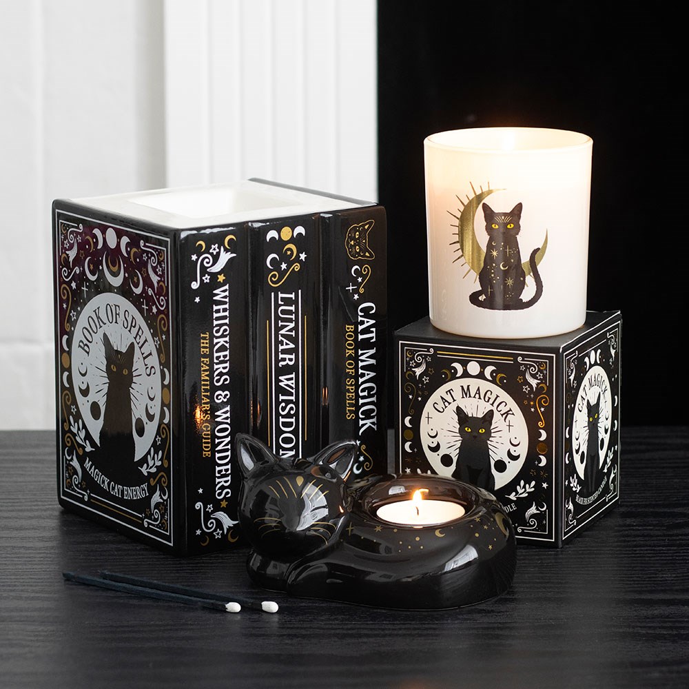Black Cat Magick Curled Cat Tealight Holder5