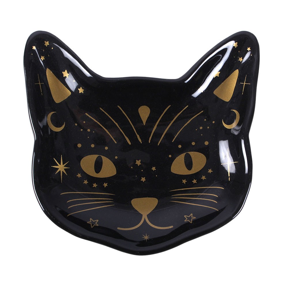 Magick Black Cat Face Trinket Dish1