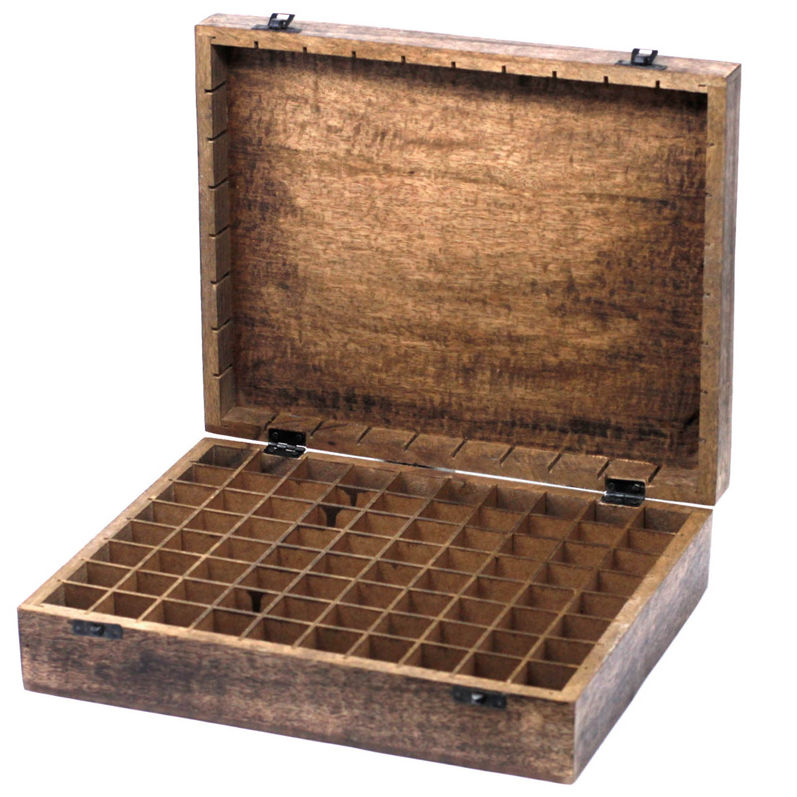Hand-Carved Floral Mango Wood Essential Oil Box (Holds 80)1