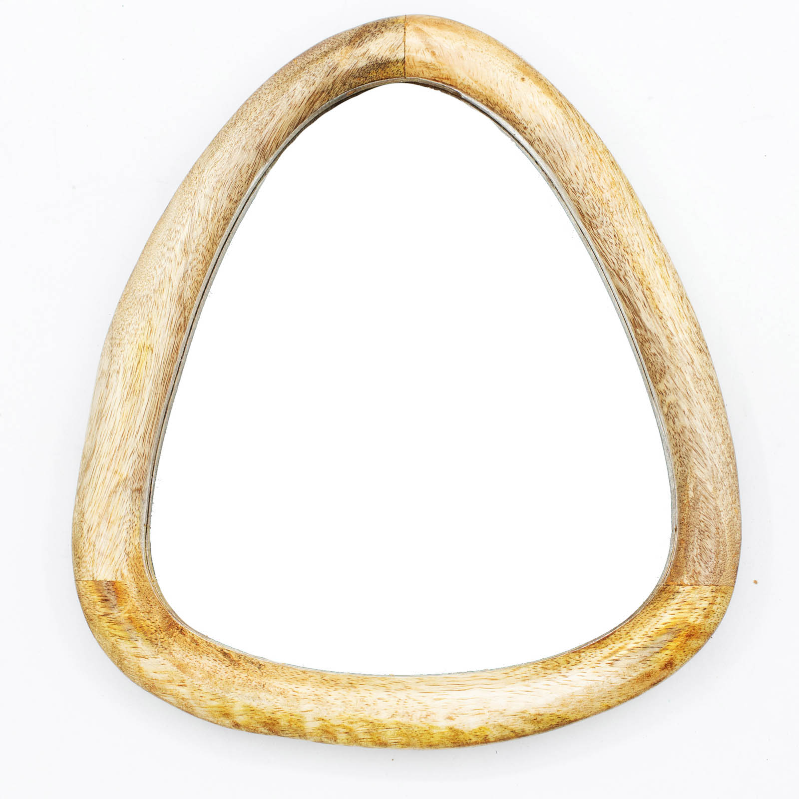 Set of 3 Mango Wood Pebble Mirrors – Light Wood Finish2