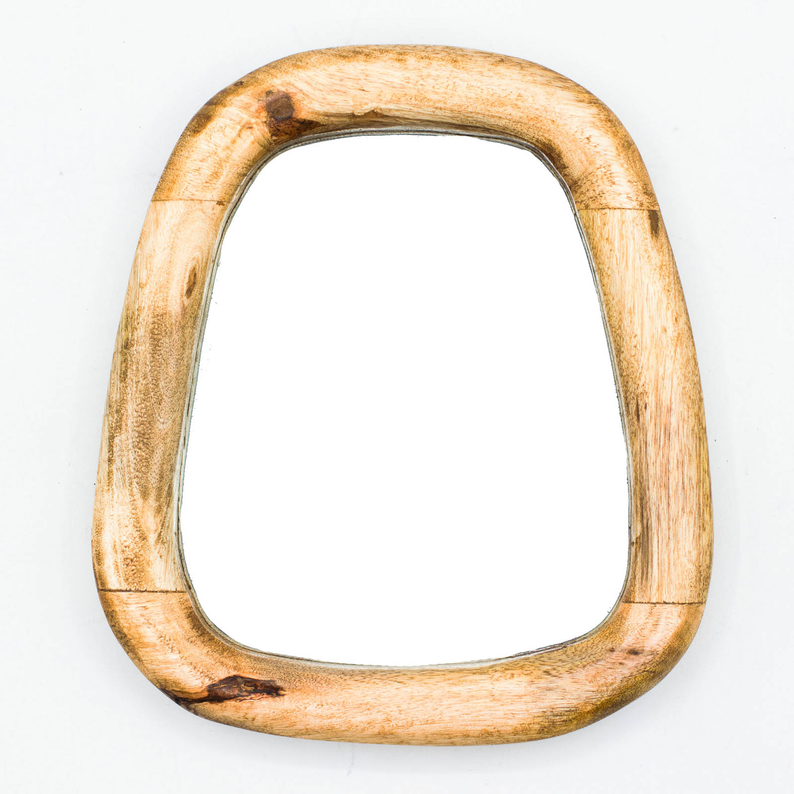 Set of 3 Mango Wood Pebble Mirrors – Light Wood Finish3