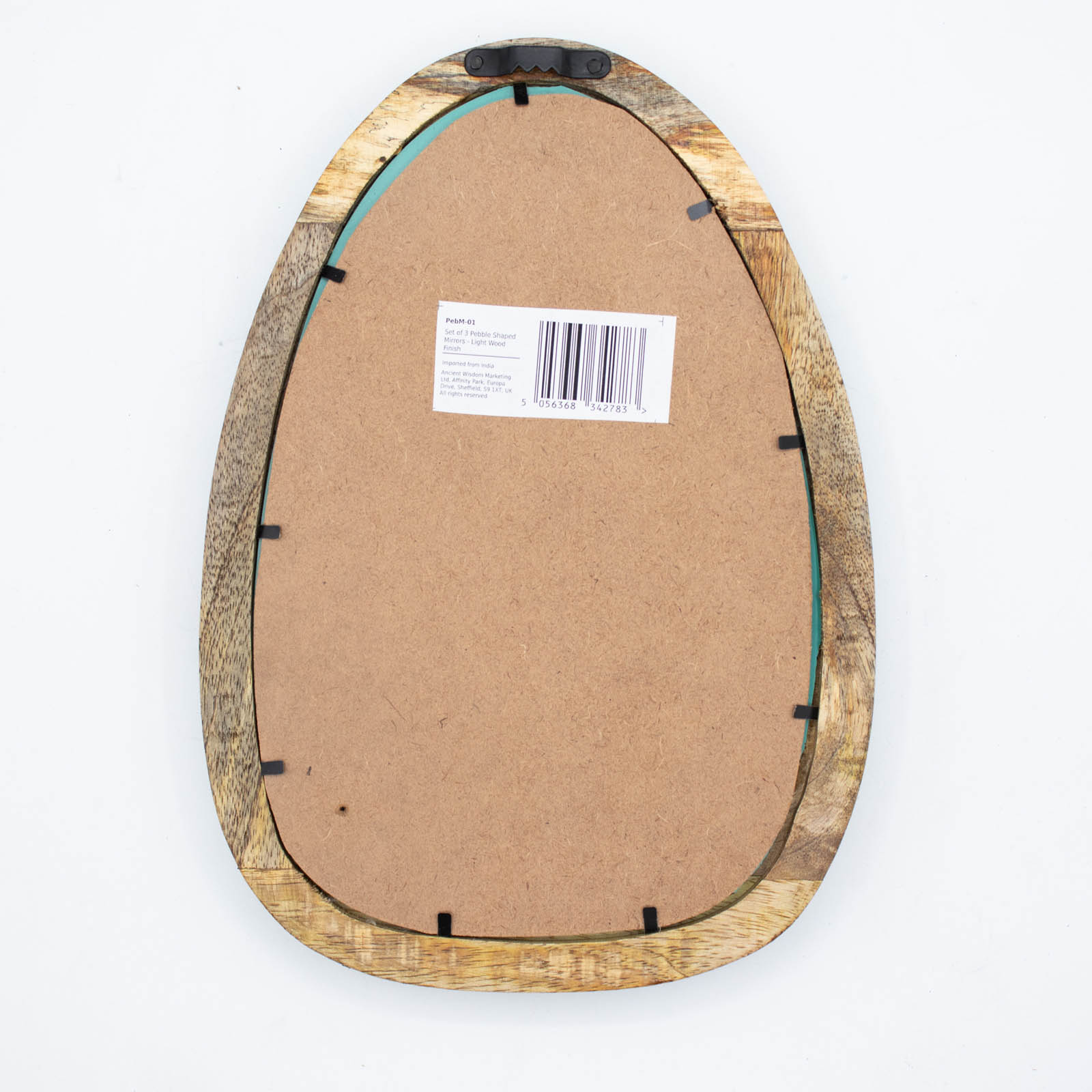 Set of 3 Mango Wood Pebble Mirrors – Light Wood Finish8