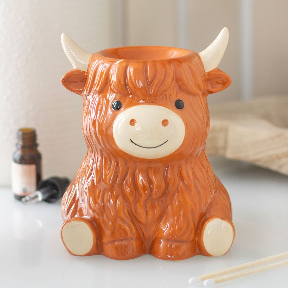 Adorable Ceramic Highland Cow Wax Melt Warmer & Oil Burner3