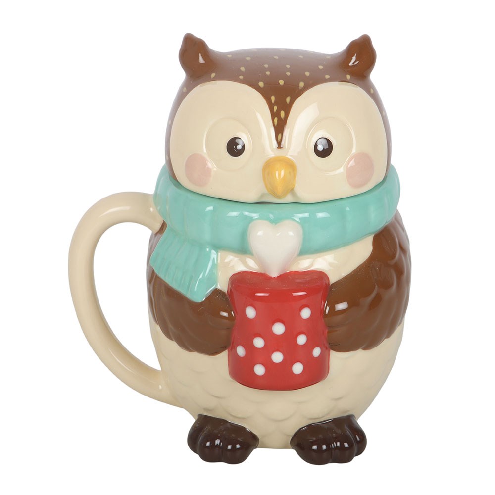 Oliver Owl Lidded Ceramic Mug (380ml)