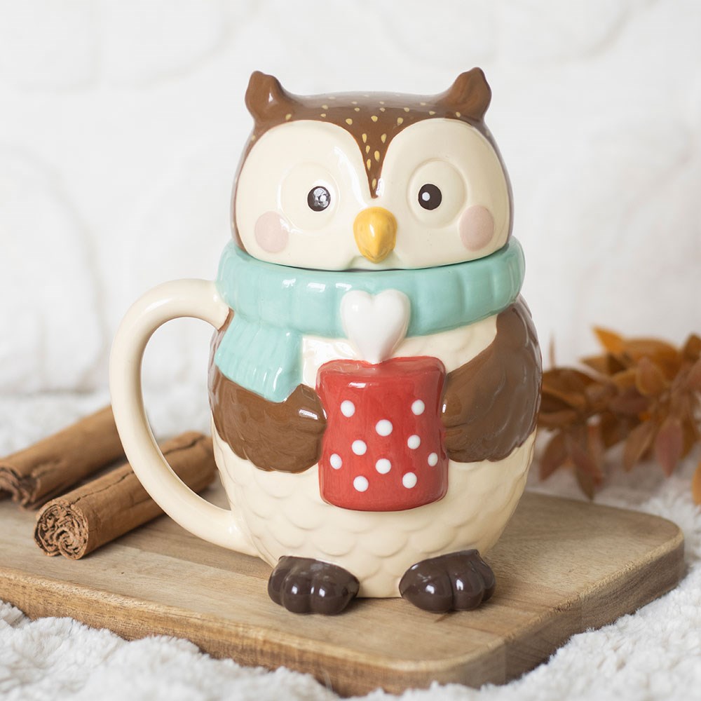 Oliver Owl Lidded Ceramic Mug (380ml)5