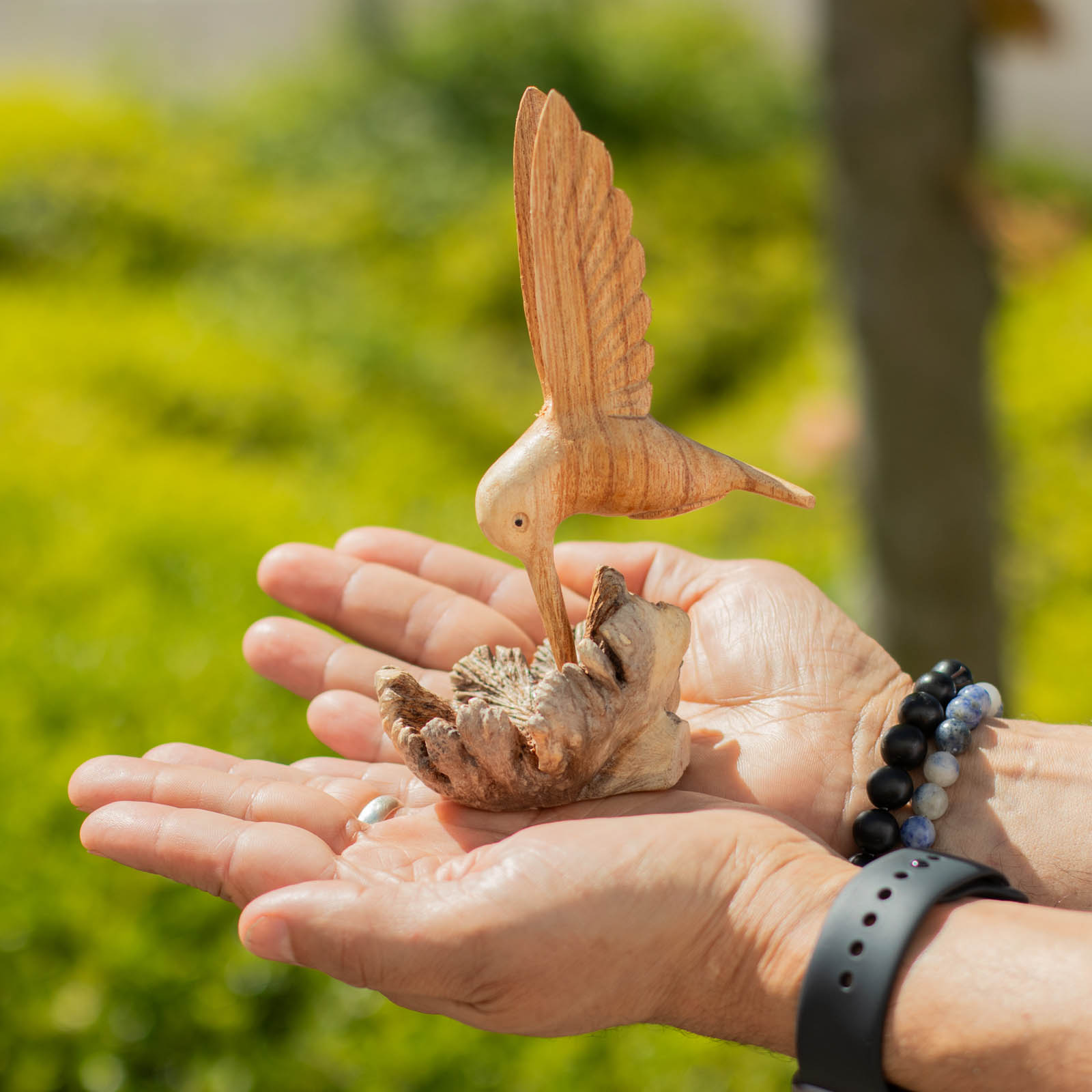 Nectar Drinking Hummingbird Handmade Parasite Wood Carving4