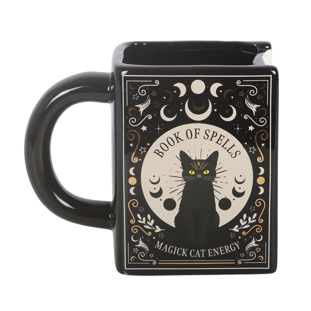Black Cat 'Book of Spells' Shaped Mug (450ml)2