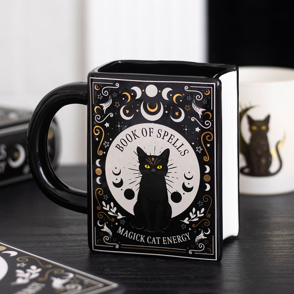Black Cat 'Book of Spells' Shaped Mug (450ml)3