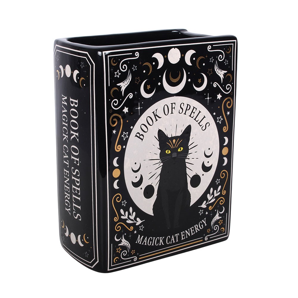Black Cat 'Book of Spells' Shaped Flower Vase1