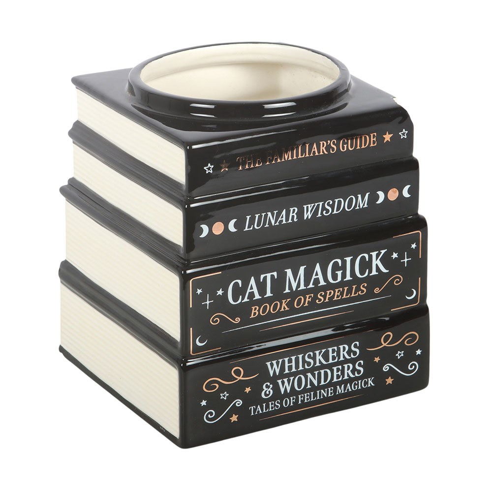 Black Cat Magick Book Stack Flower Vase