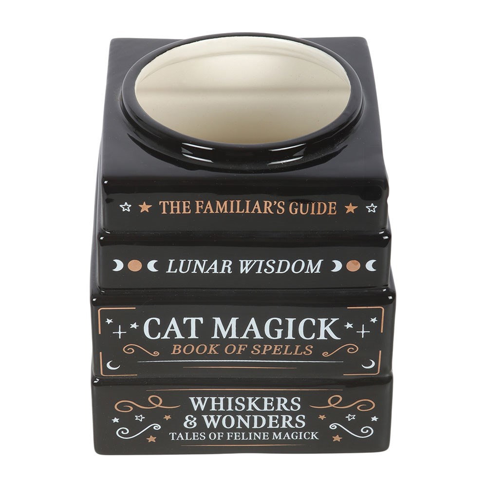 Black Cat Magick Book Stack Flower Vase2
