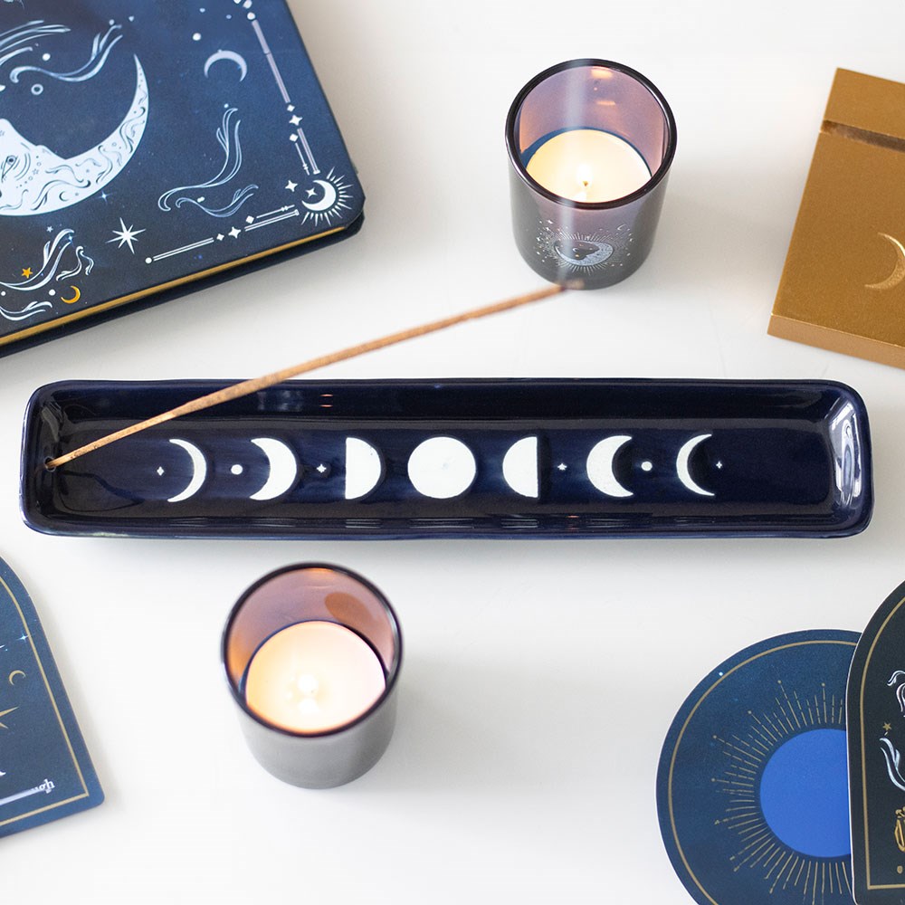 Blue Moon Phase Ceramic Incense Ash Catcher3