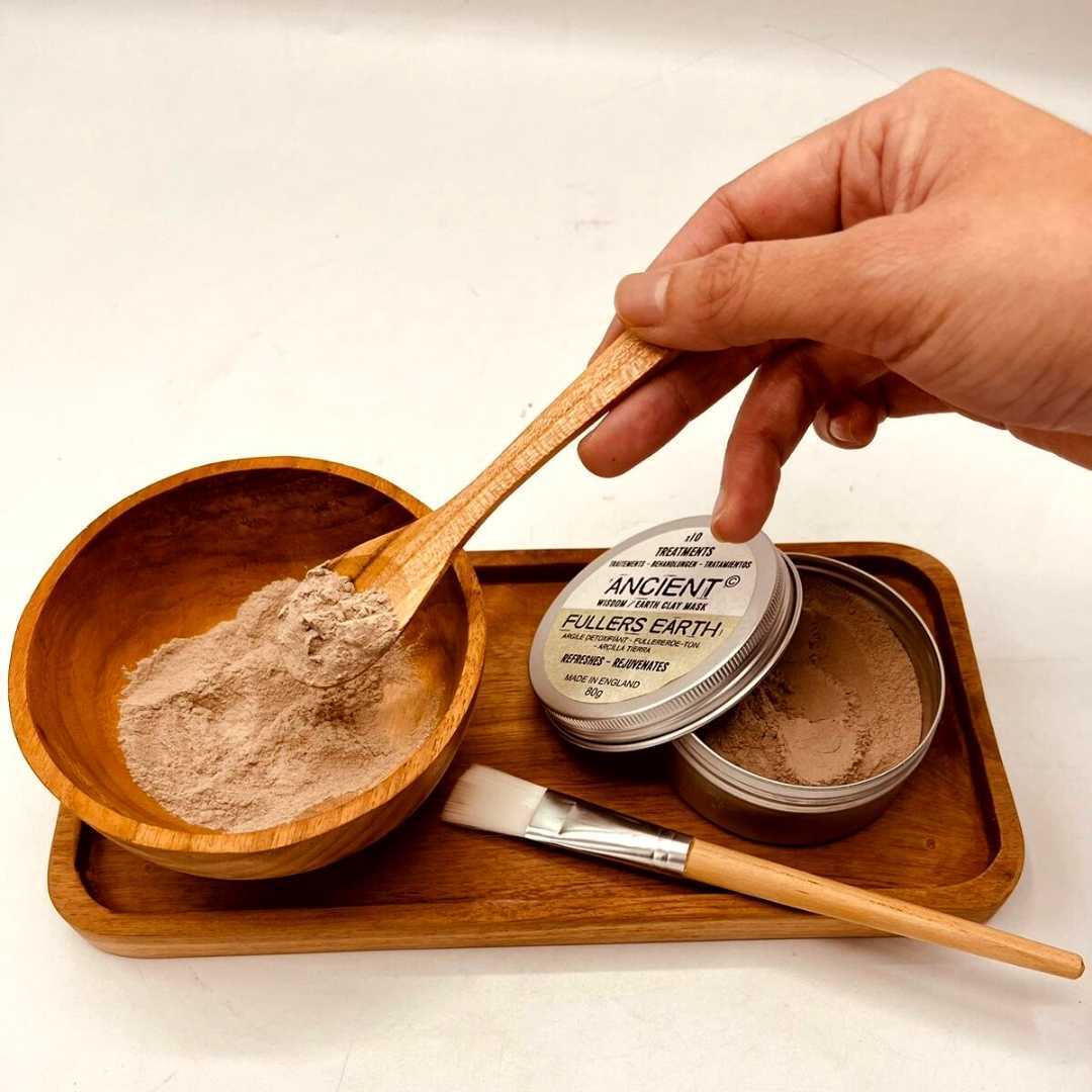 Handcrafted Natural Teak Wood Spa Clay & Wax Application Set4