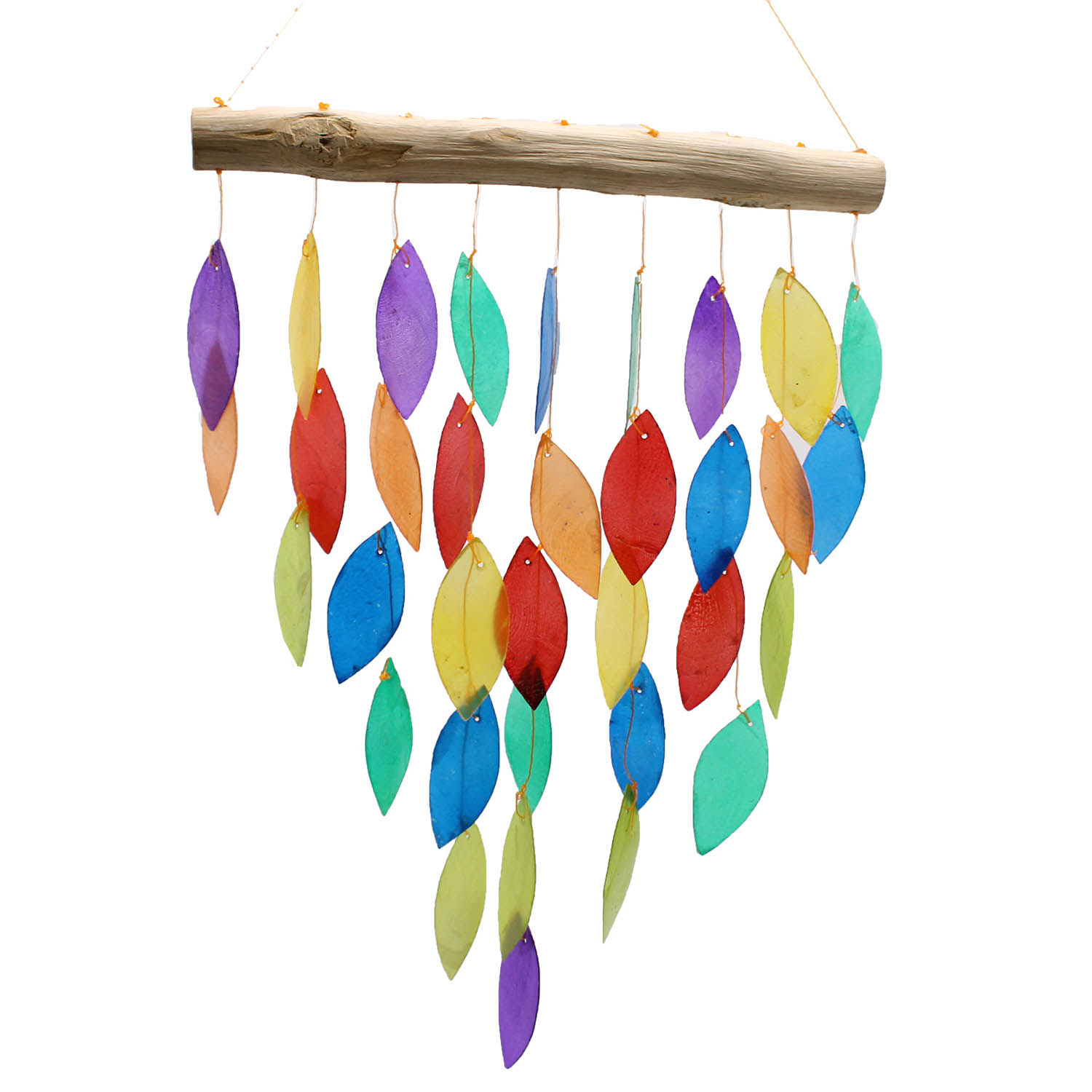 Rainbow Leaf Capiz Shell & Driftwood Wind Chime