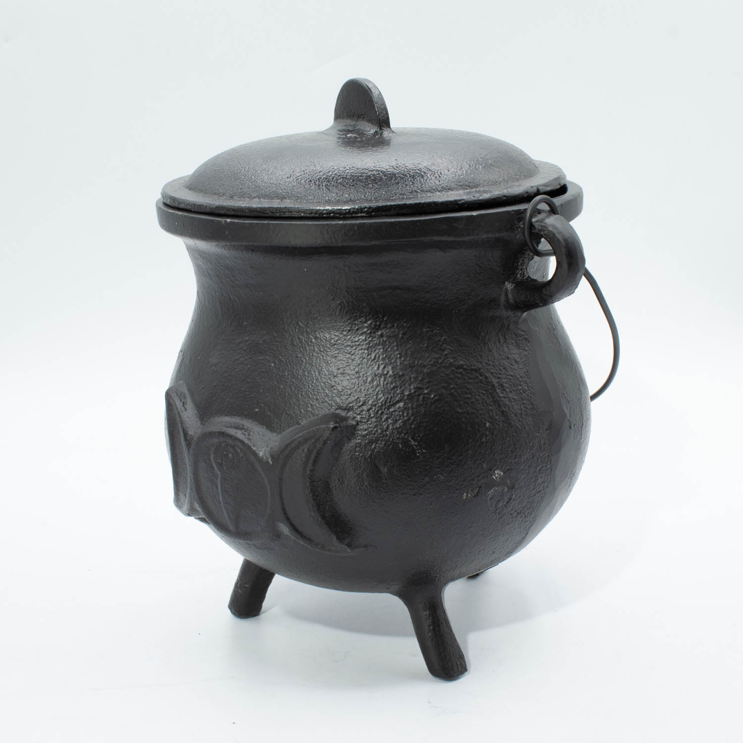 Extra Huge Cast Iron Triple Moon Cauldron with Lid (23cm)4