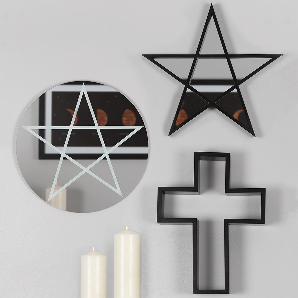 Gothic Black Pentagram Mirror Wall Art2
