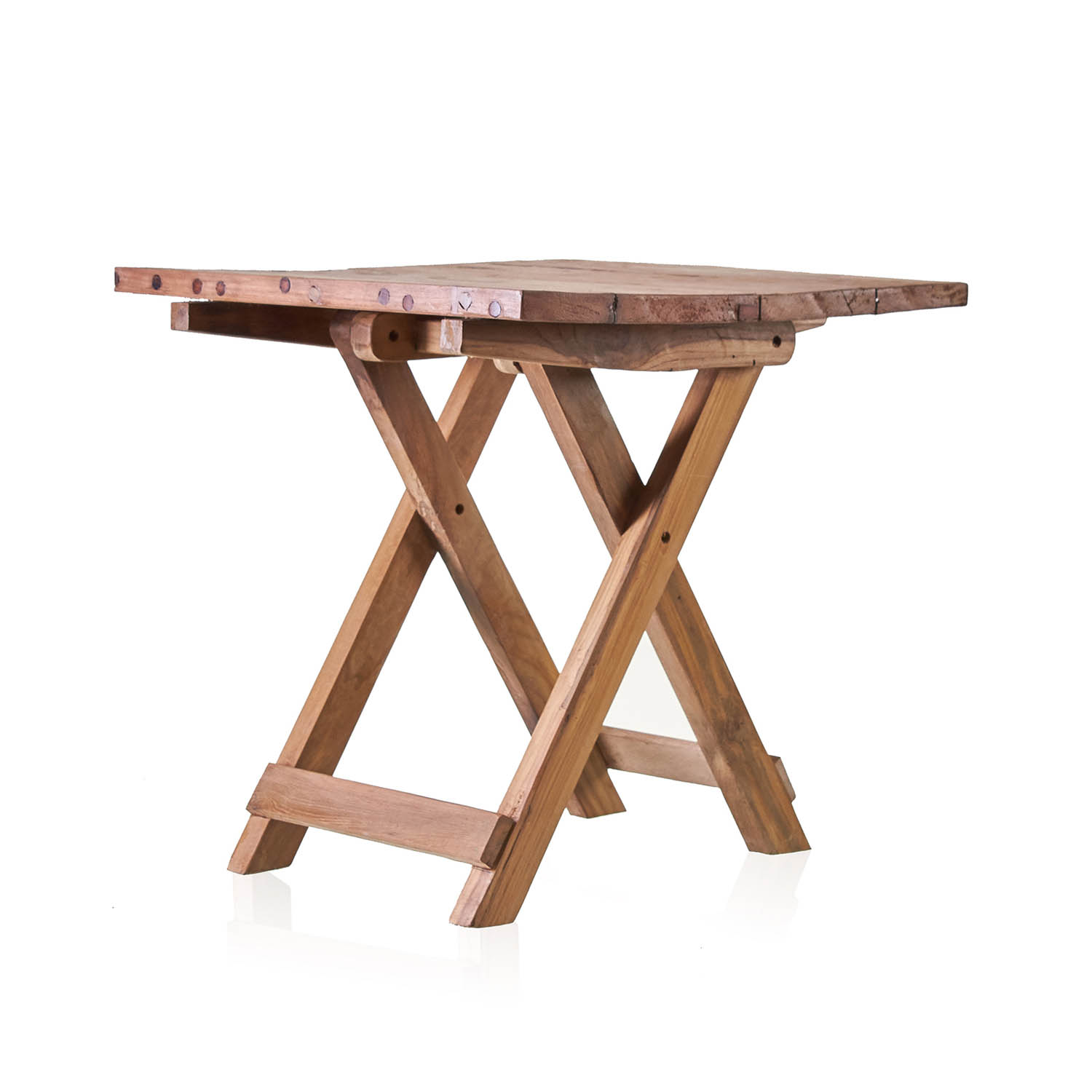 Rustic Upcycled Teak Wood Square Folding Coffee Table - 50cm1