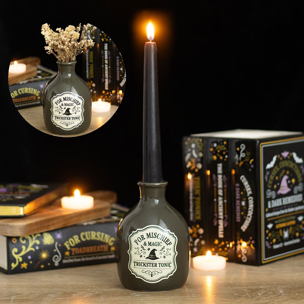 Trickster Tonic Potion Bottle Vase & Taper Candle Holder1