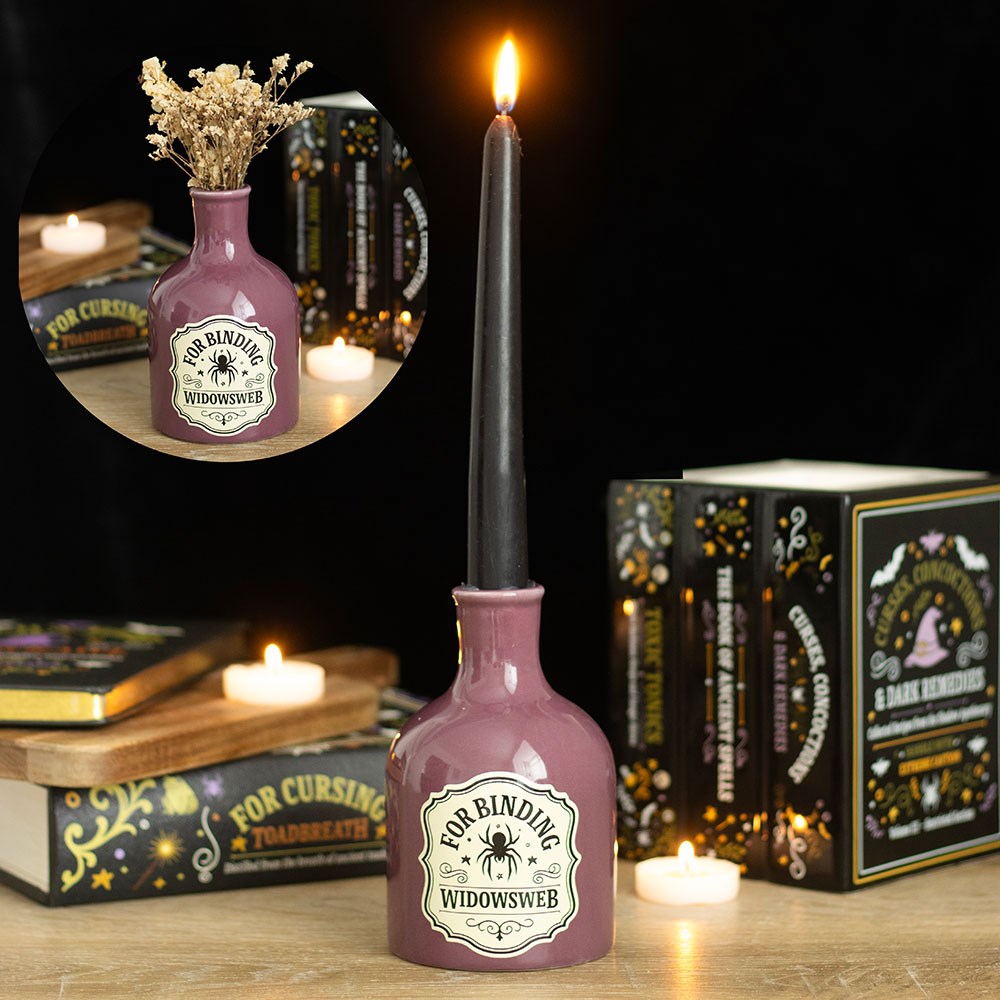 Widowsweb Potion Bottle Vase & Taper Candle Holder1