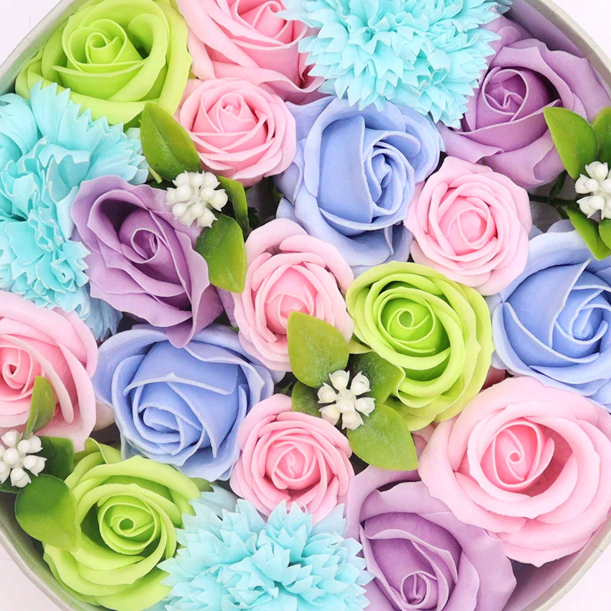 Merci Bouquet Soap Flower Round Gift Box – Baby Blessings in Pastel Blues3