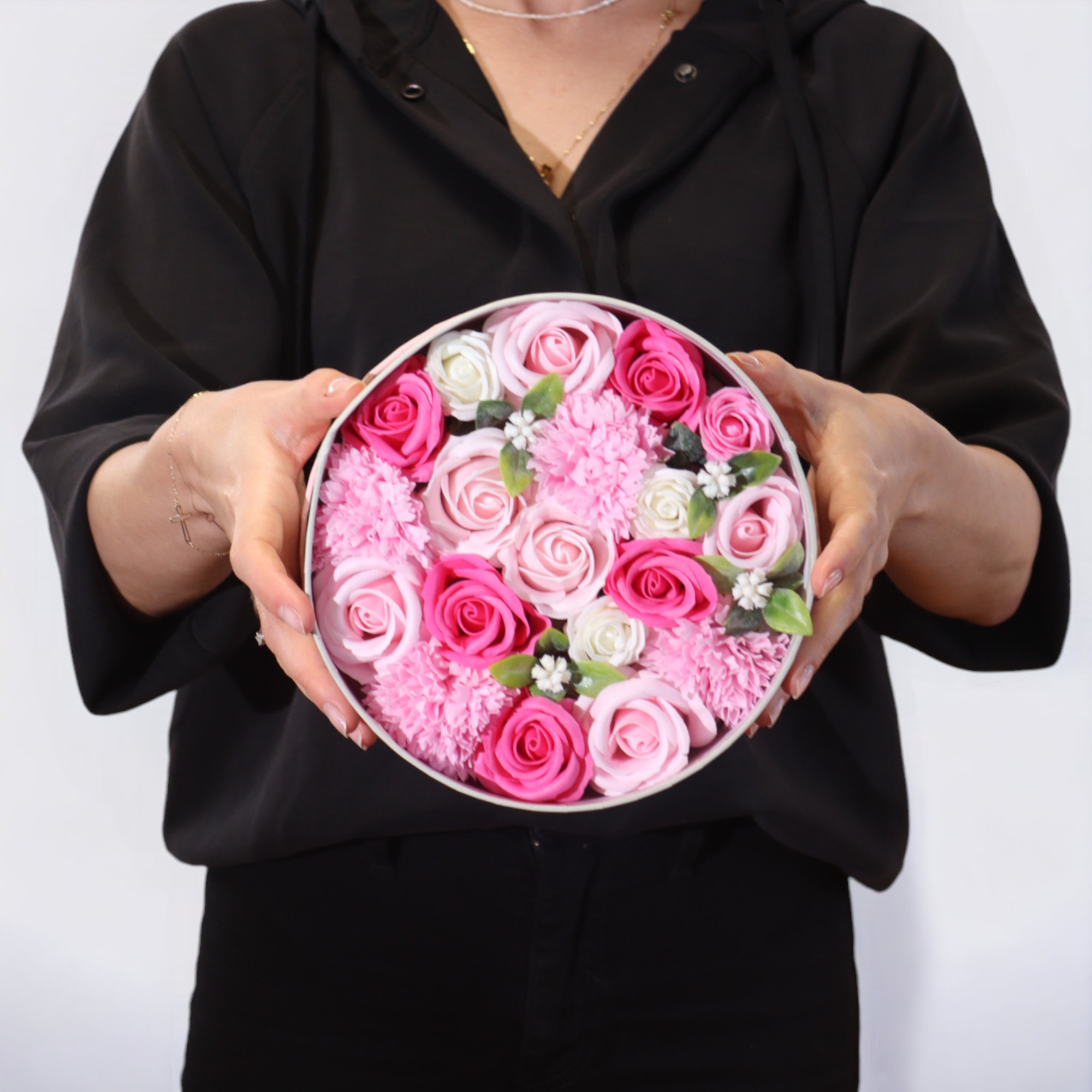 Merci Bouquet Soap Flower Round Gift Box – Baby Blessings in Pinks4