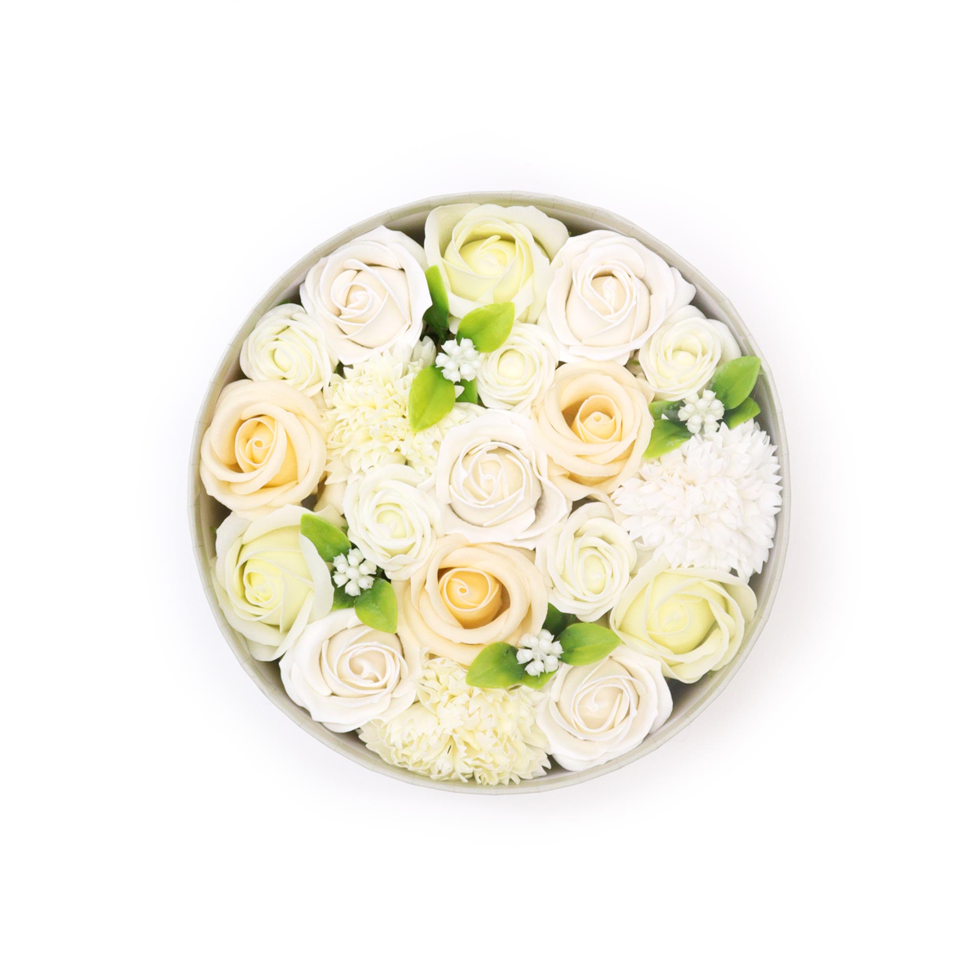 Merci Bouquet Soap Flower Gift Box - Wedding Blessings in White & Ivory1