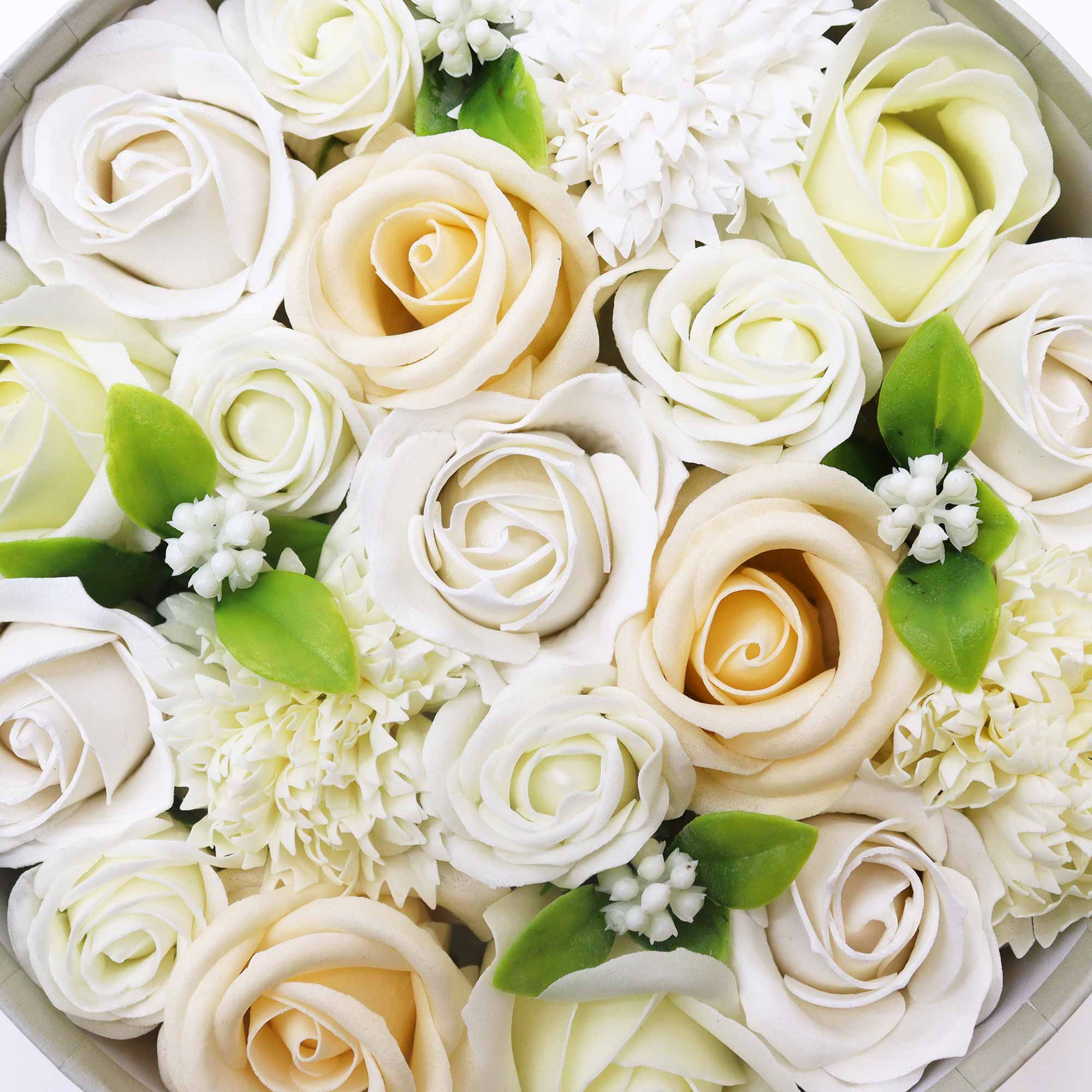 Merci Bouquet Soap Flower Gift Box - Wedding Blessings in White & Ivory3