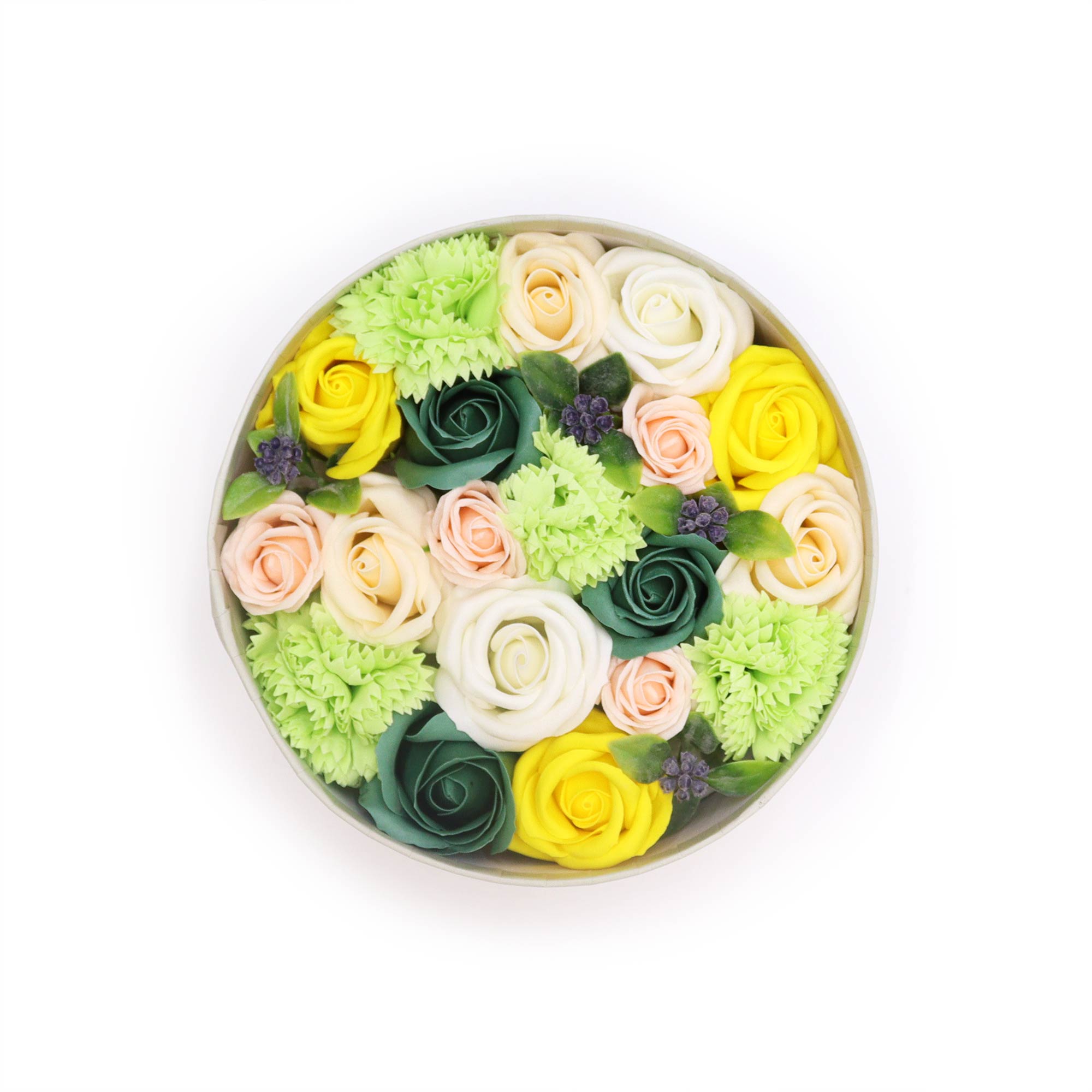 Merci Bouquet Soap Flower Gift Box - Spring Celebrations in Yellow & Greens1