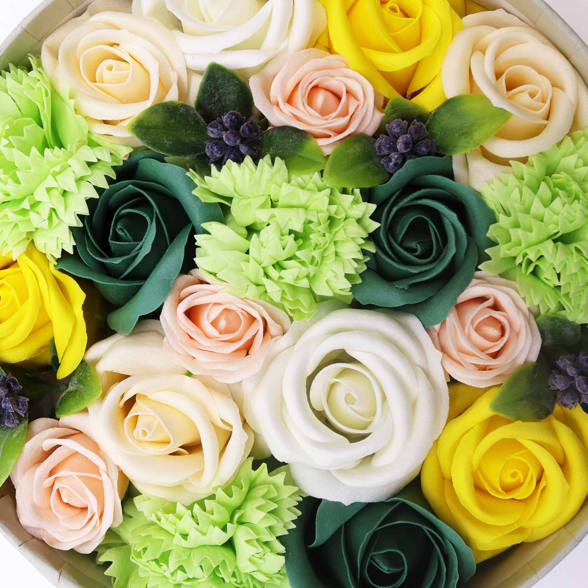Merci Bouquet Soap Flower Gift Box - Spring Celebrations in Yellow & Greens3