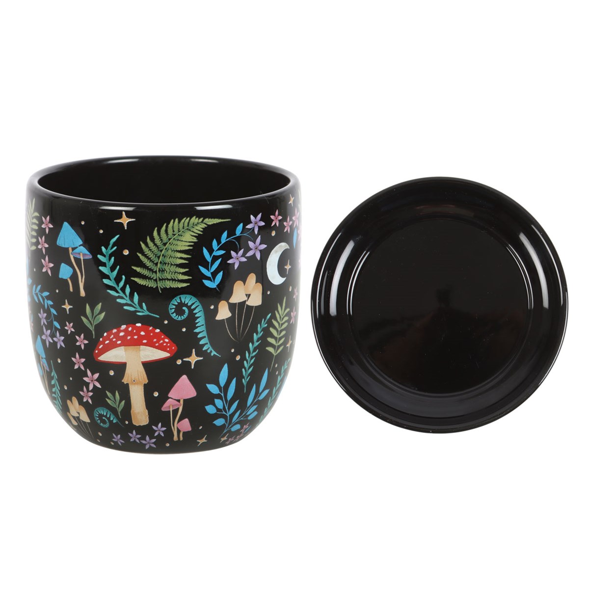Dark Forest Print Ceramic Plant Pot with Saucer2