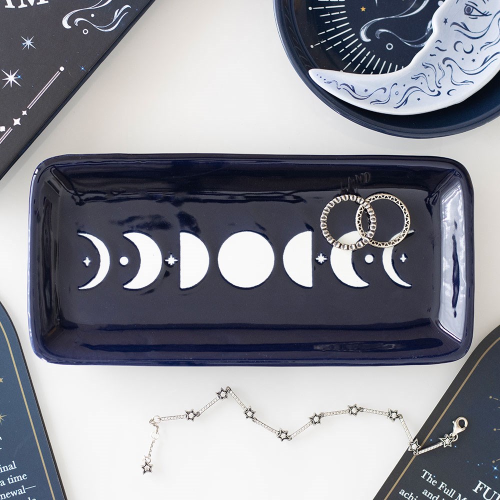 Blue Moon Phase Rectangular Trinket Dish