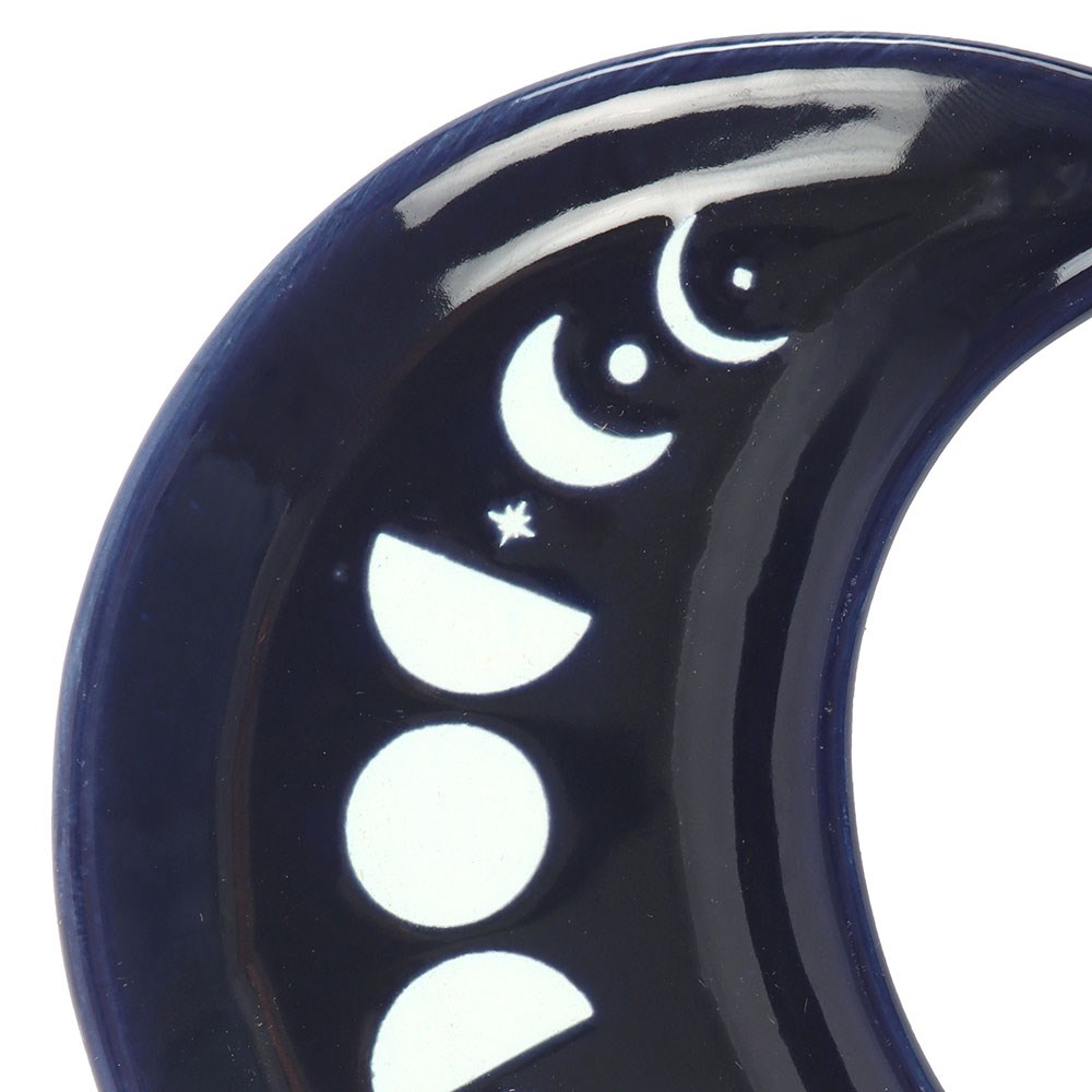 Blue Moon Phase Crescent Ceramic Trinket Dish1