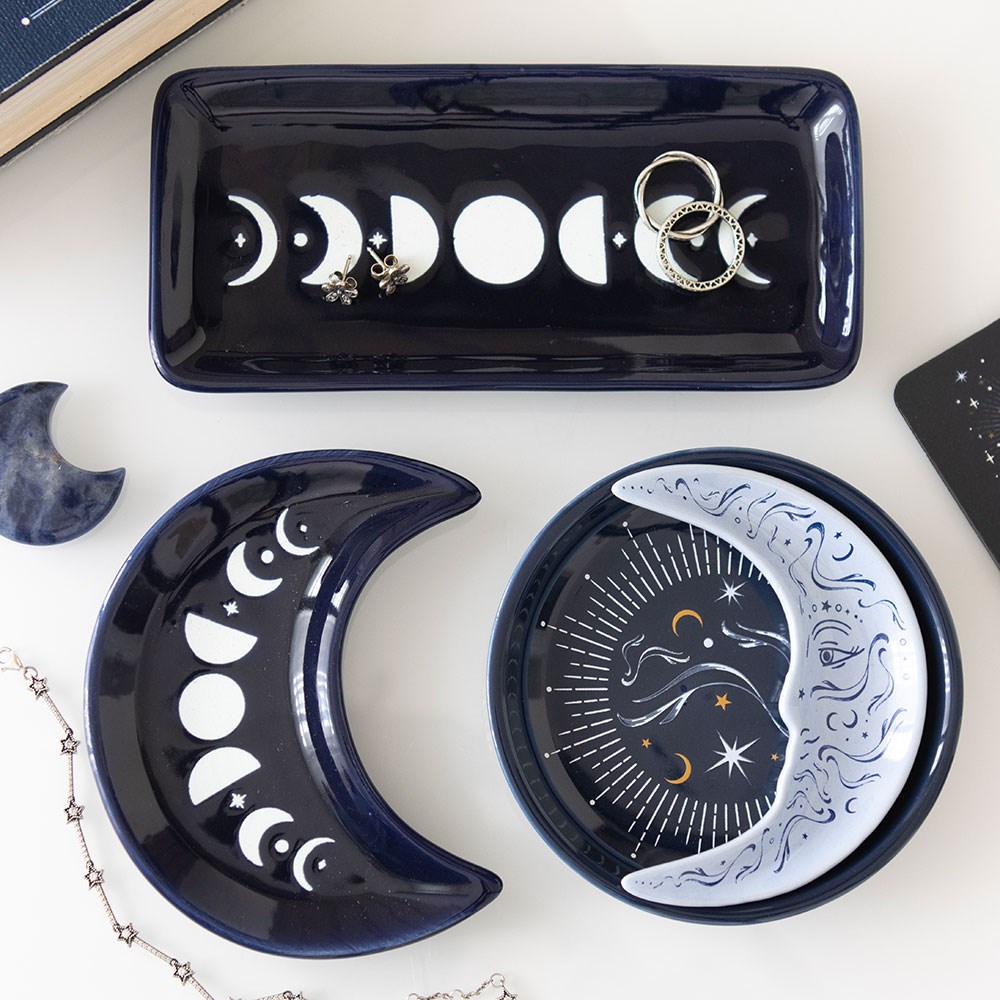 Blue Moon Phase Crescent Ceramic Trinket Dish3
