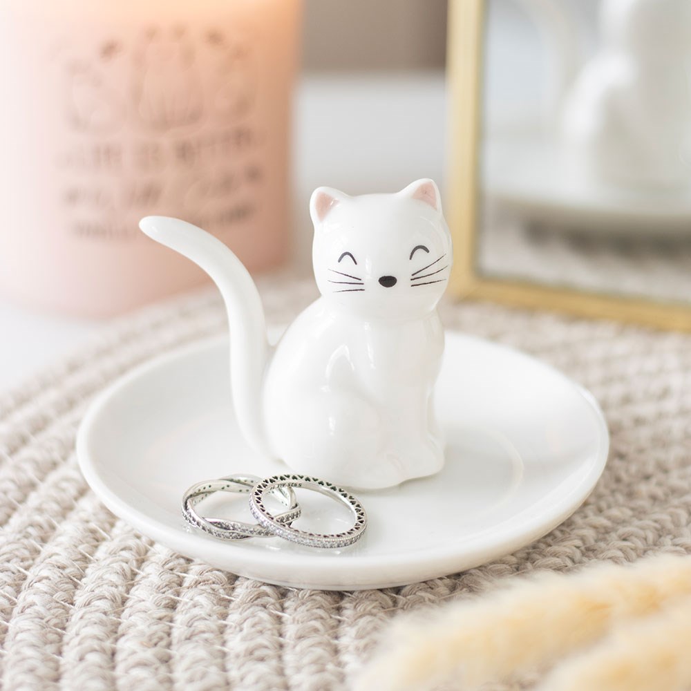 Sitting Cat Ceramic Trinket Dish & Ring Holder