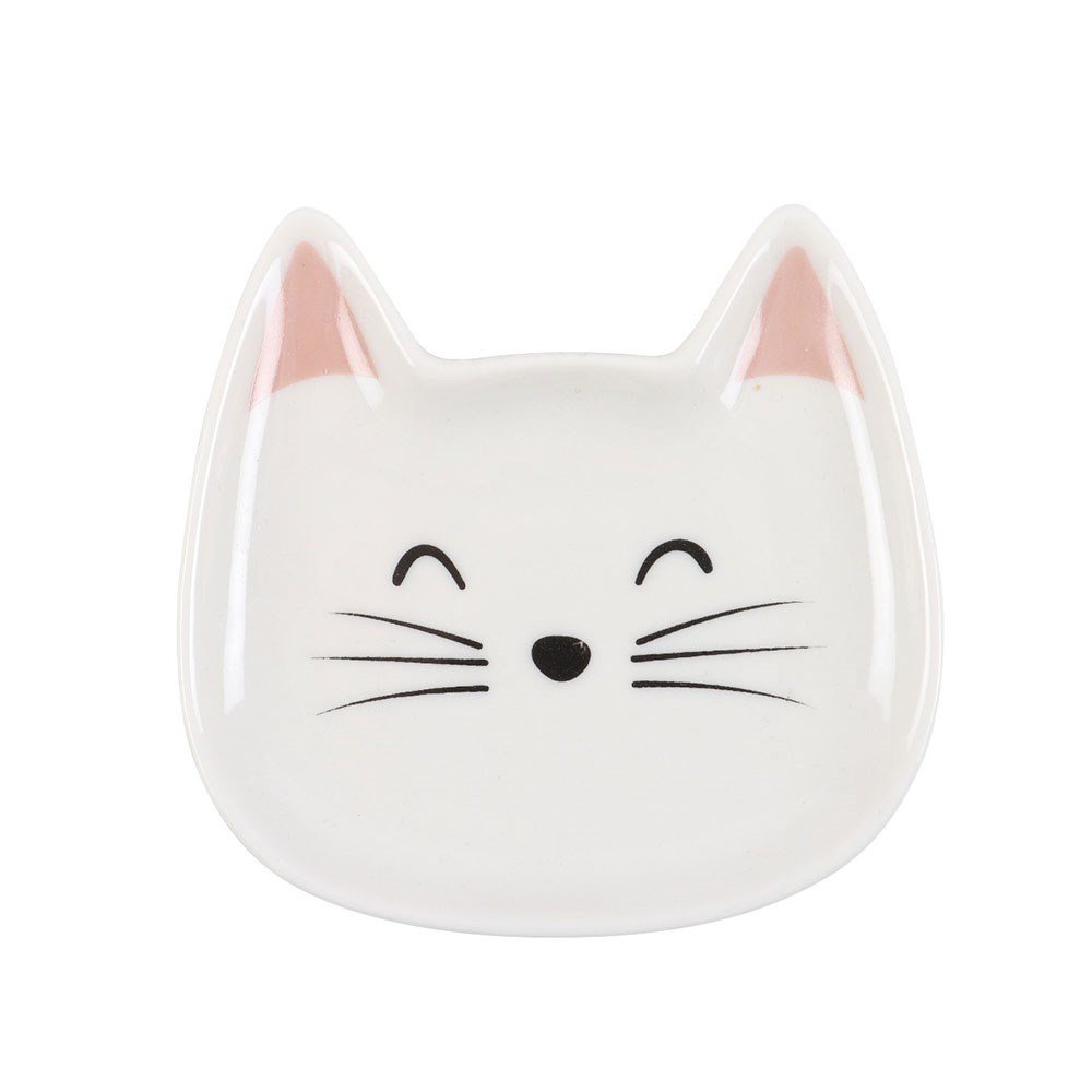 White Cat Face Ceramic Trinket Dish & Jewellery Tray1