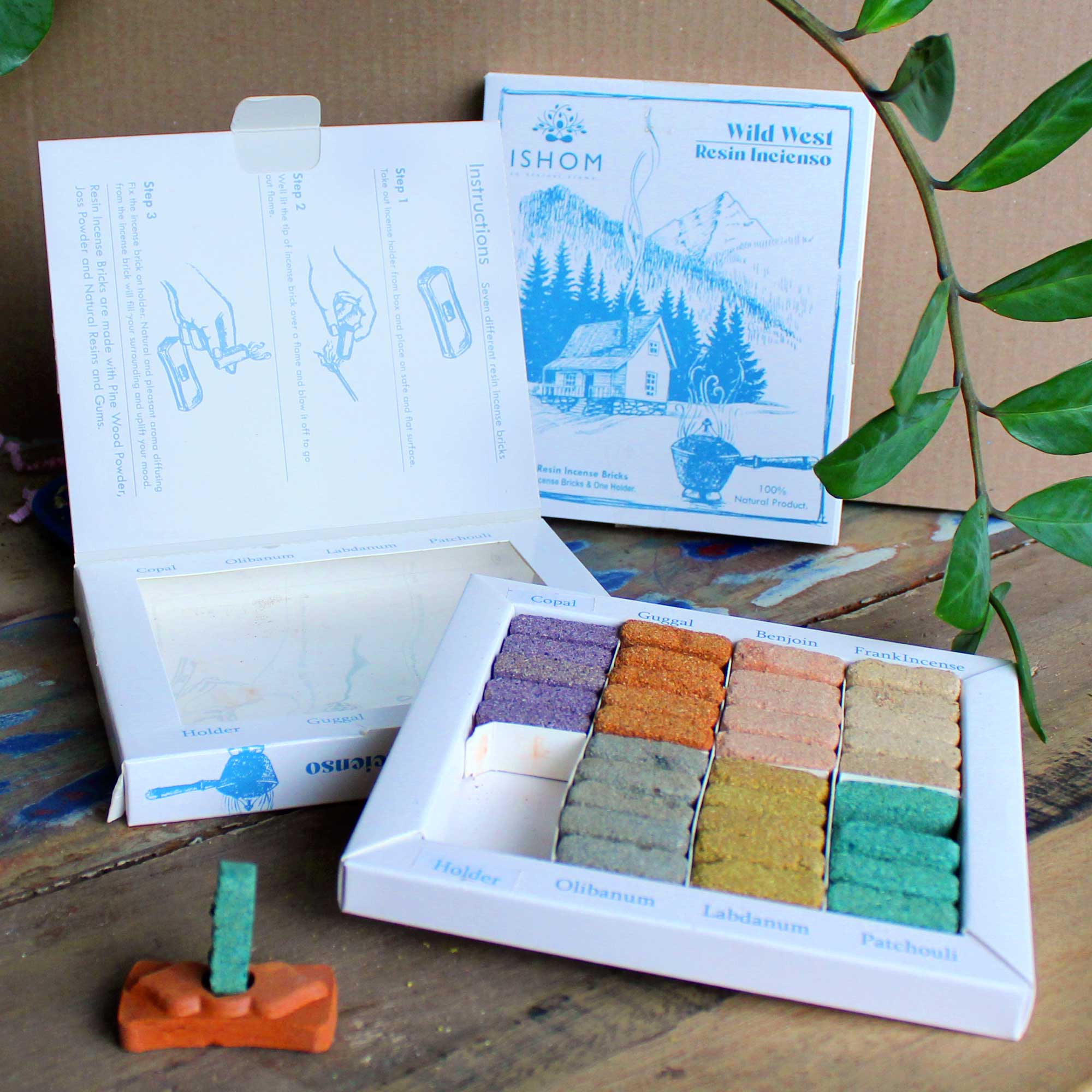 Ishom Wild West Resin Incense Bricks Set (70 Pieces) & Burner5