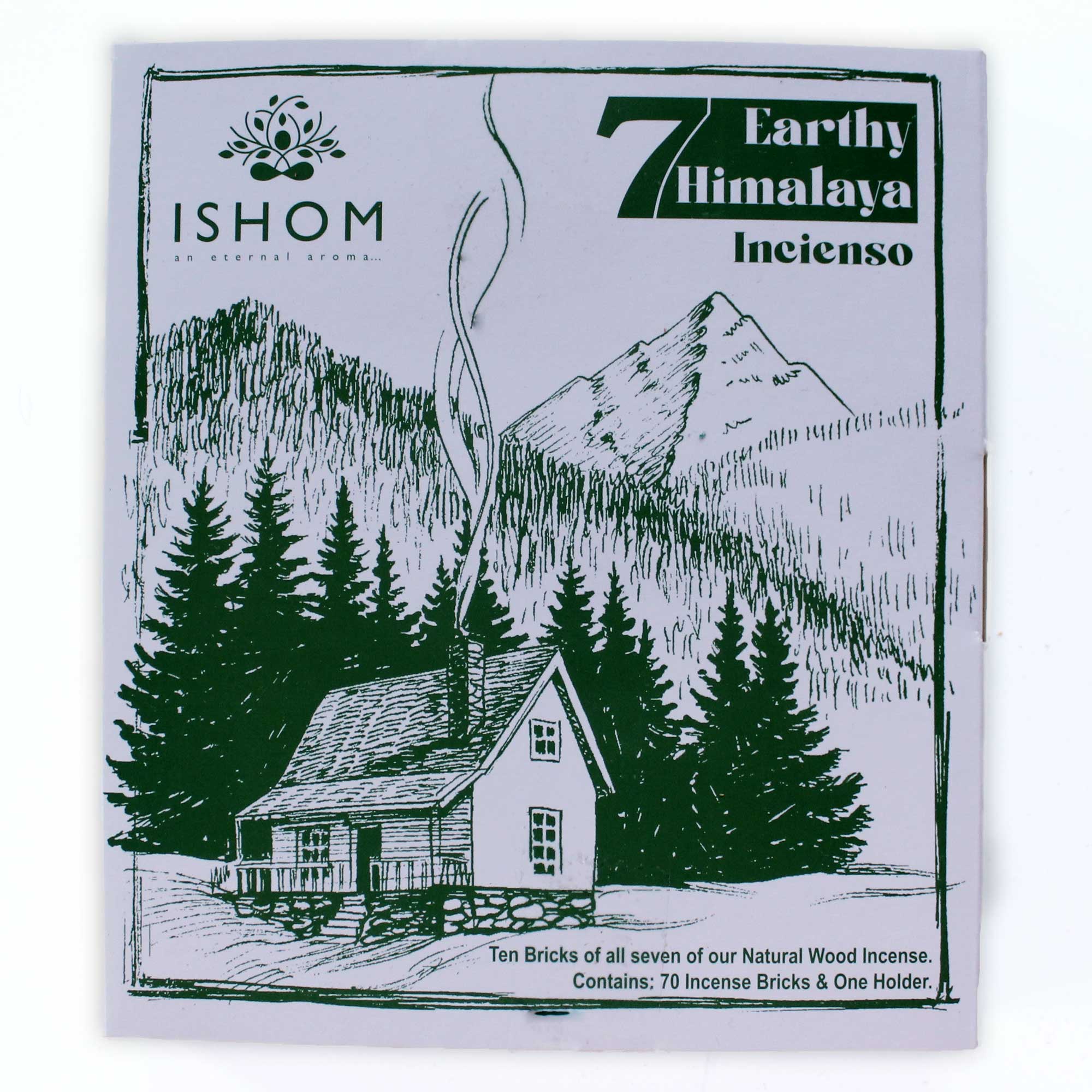 Ishom Earthy Himalaya Resin Incense Bricks Set (70 Pieces) & Burner2