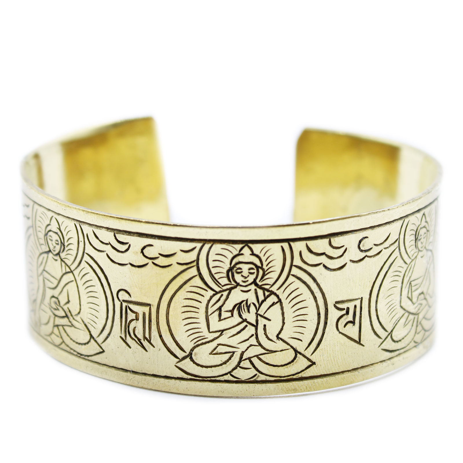 Handcrafted Brass Tibetan Bangle - Five Buddha