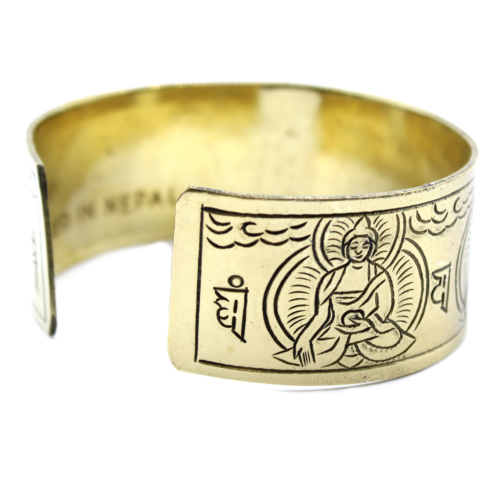 Handcrafted Brass Tibetan Bangle - Five Buddha1