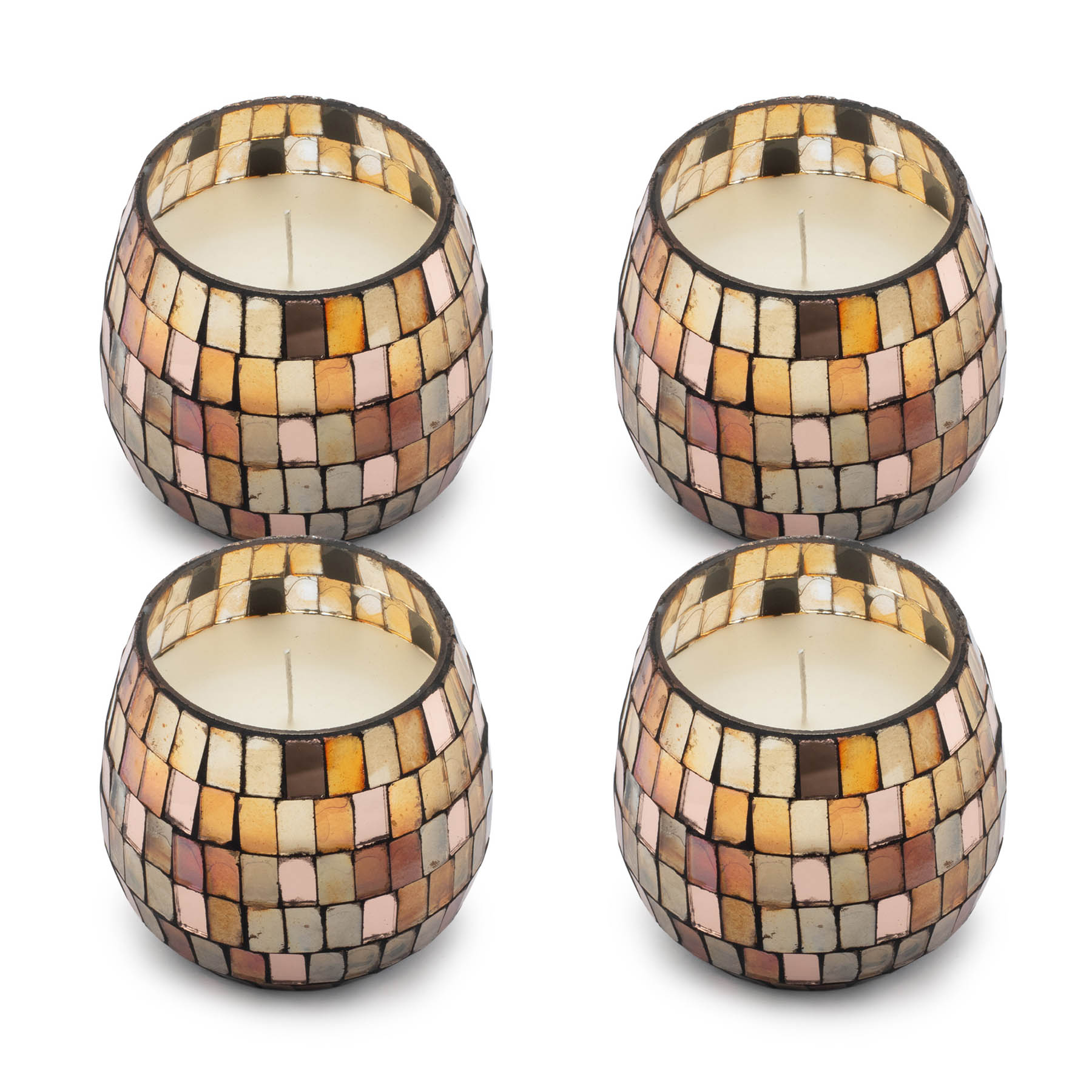 Small Amber Mosaic Glass Jar Candle5