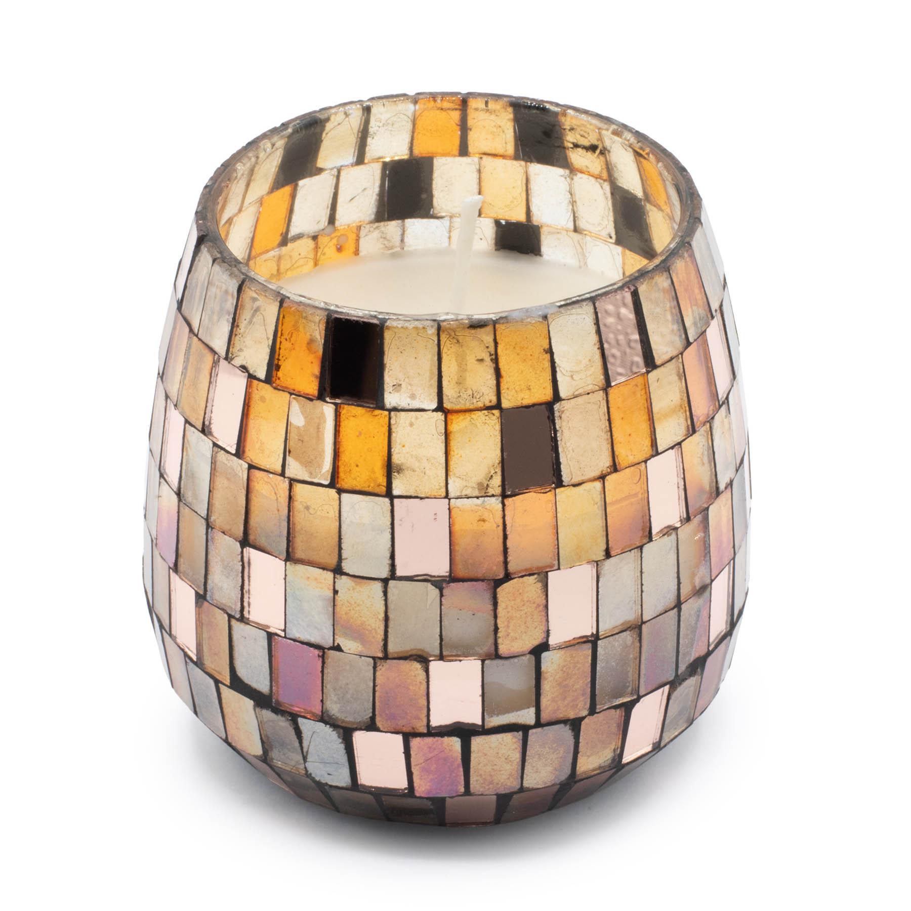Medium Amber Mosaic Glass Jar Candle